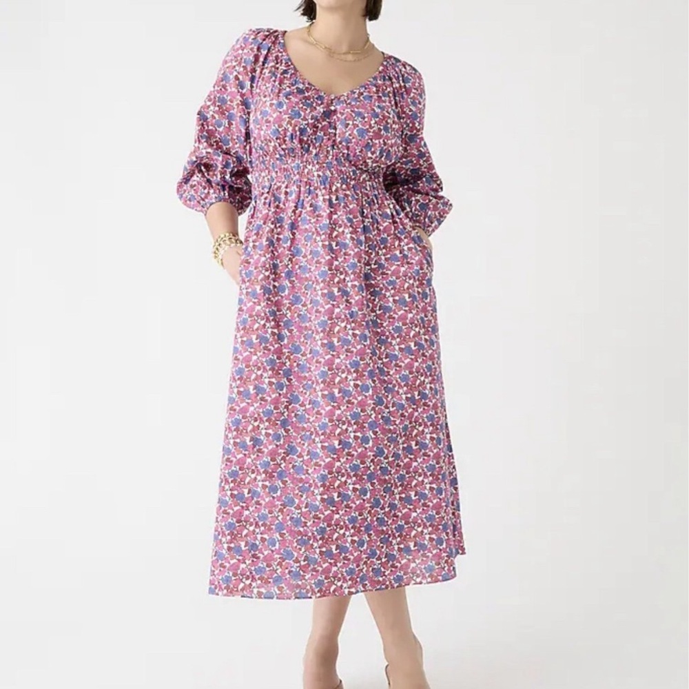 NWT J. Crew Floral V-Neck Midi Dress